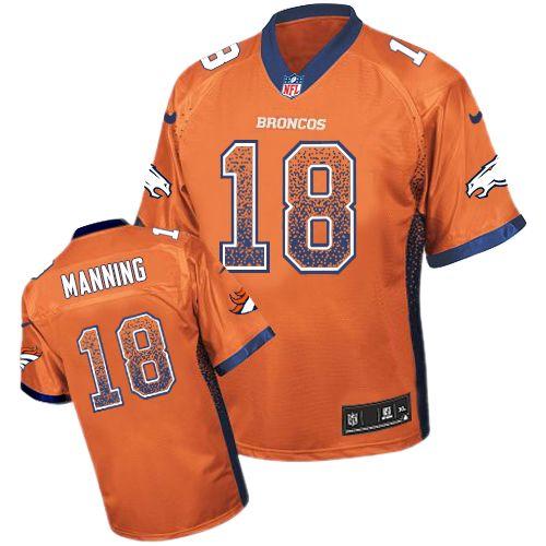 Nike Broncos #18 Peyton Manning Orange Team Color Men's Stitched NFL Elite Drift Fashion Jersey - Click Image to Close